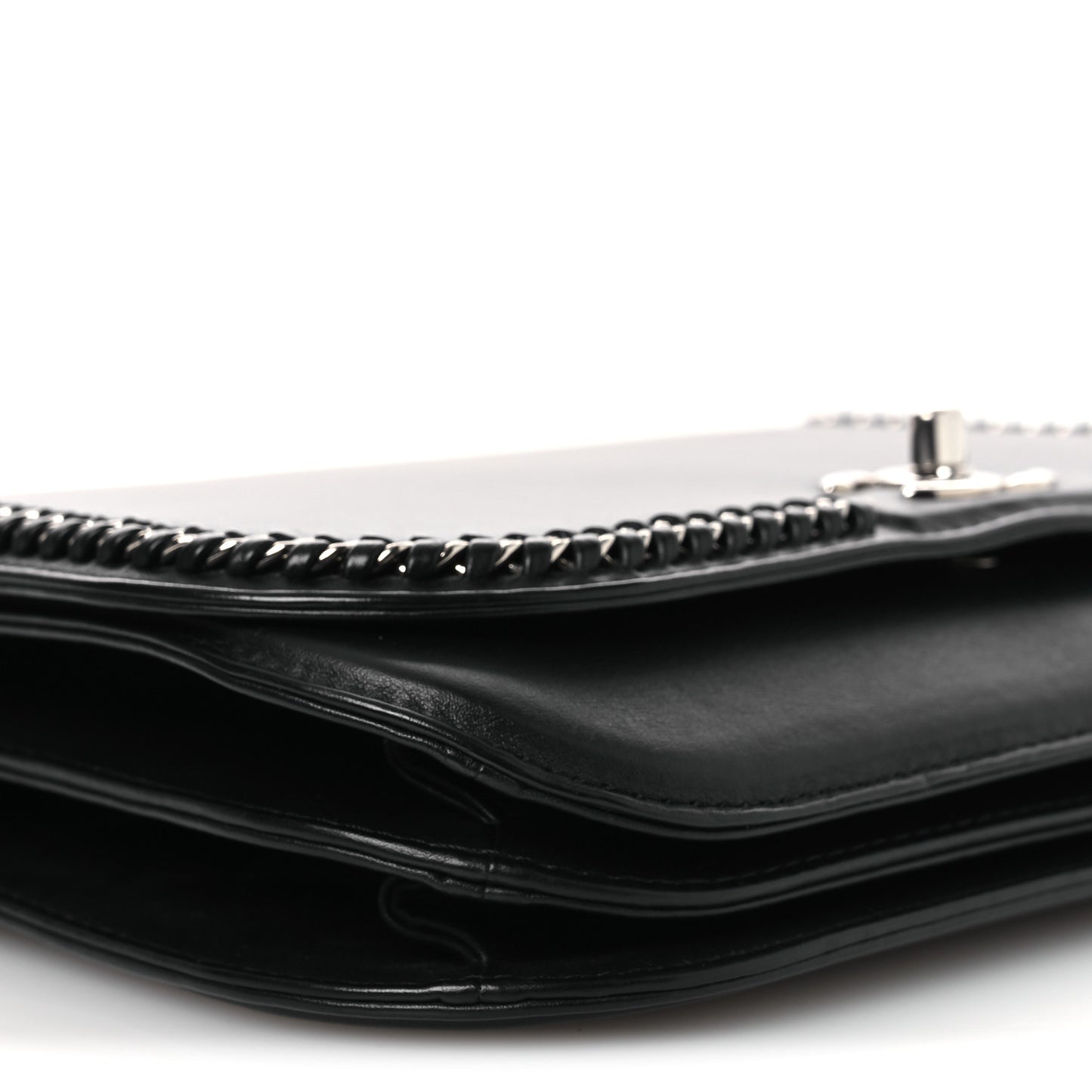 Calfskin Braided Small Chic Flap Black
