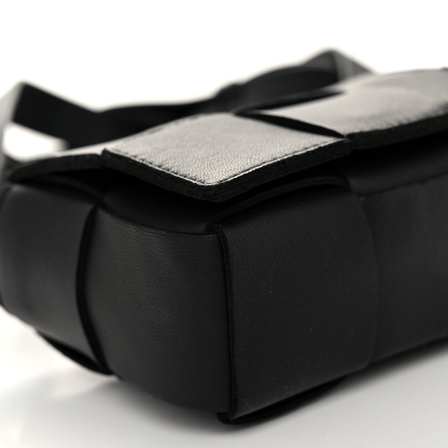 Lambskin Maxi Intrecciato Extra Mini Cassette Crossbody Bag Black