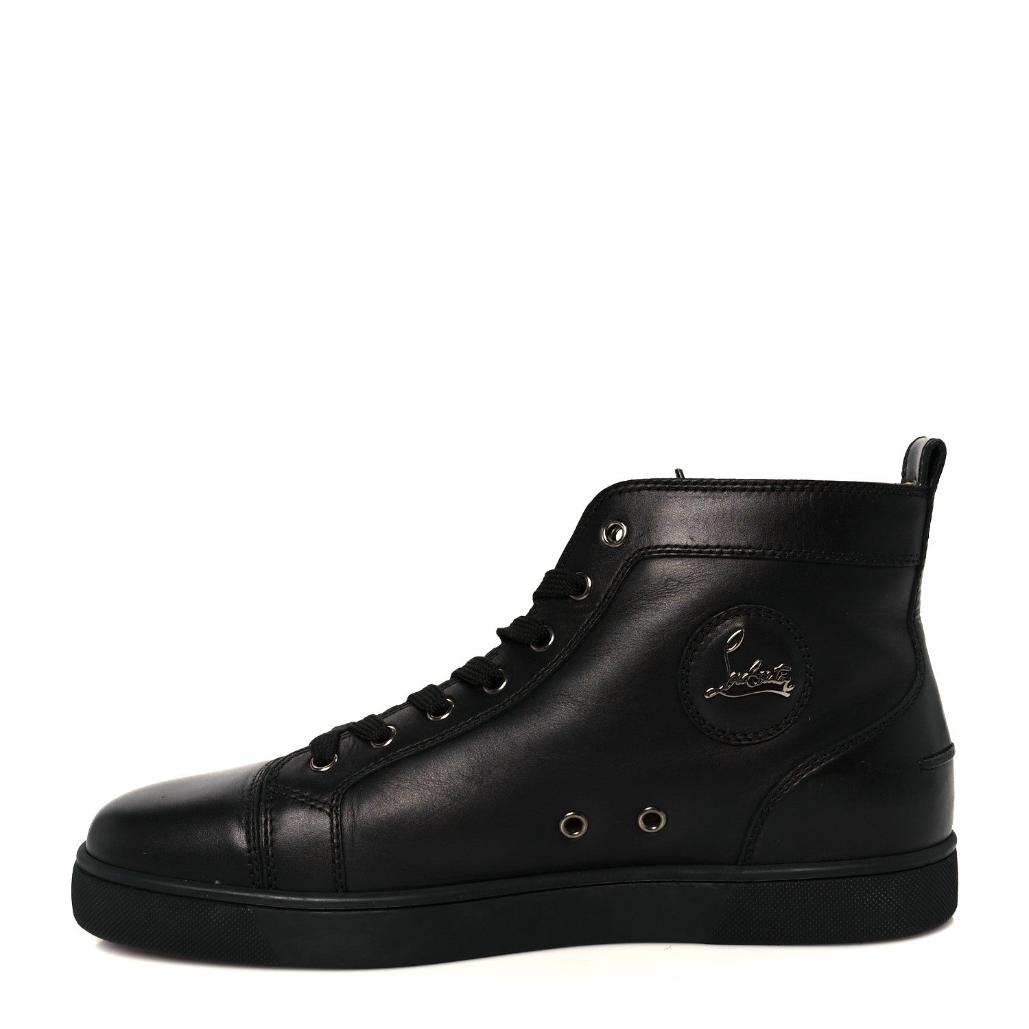Christian Louboutin Calfskin Mens Louis High Top Sneakers 44 Black 1 of 10