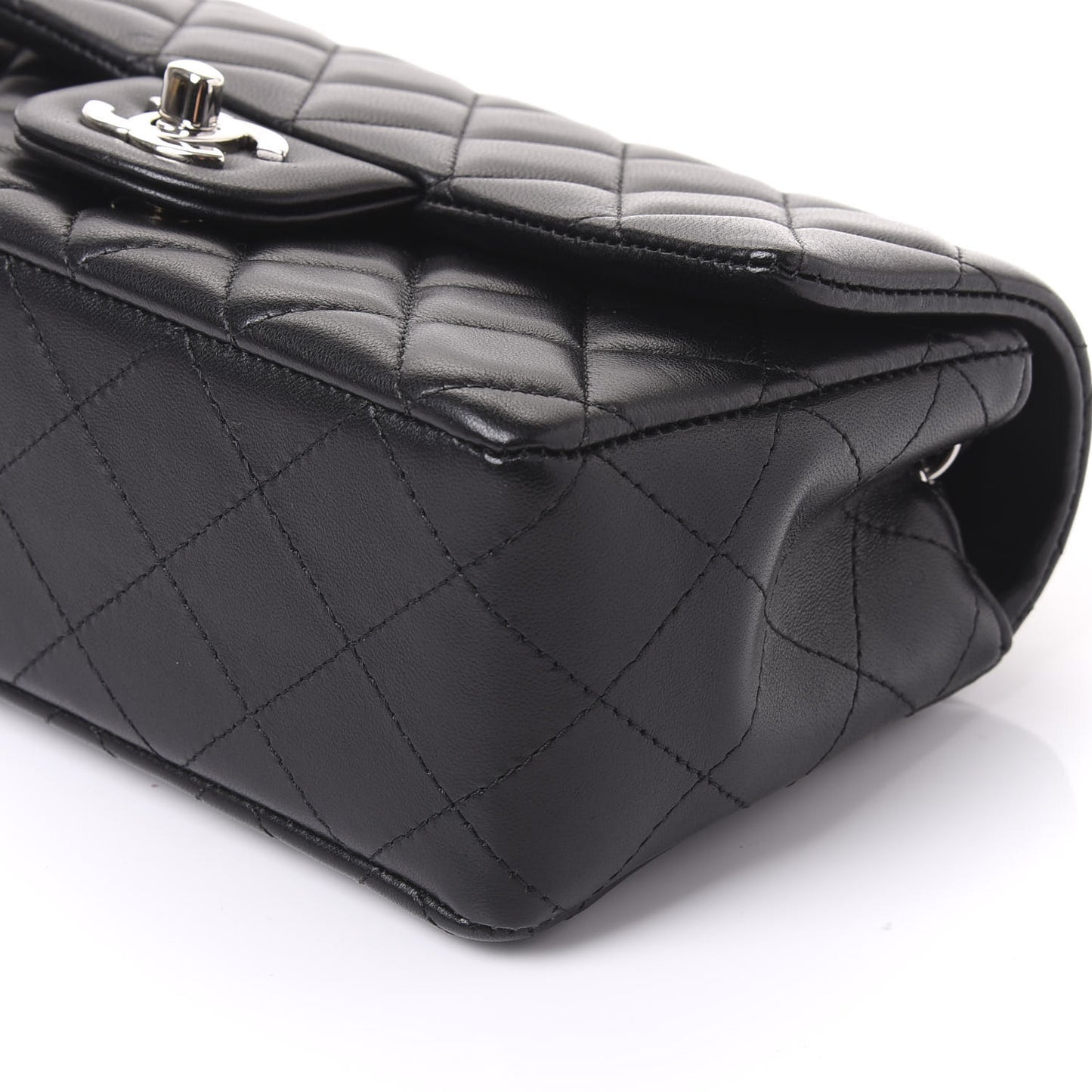 Lambskin Quilted Mini Rectangular Flap Black