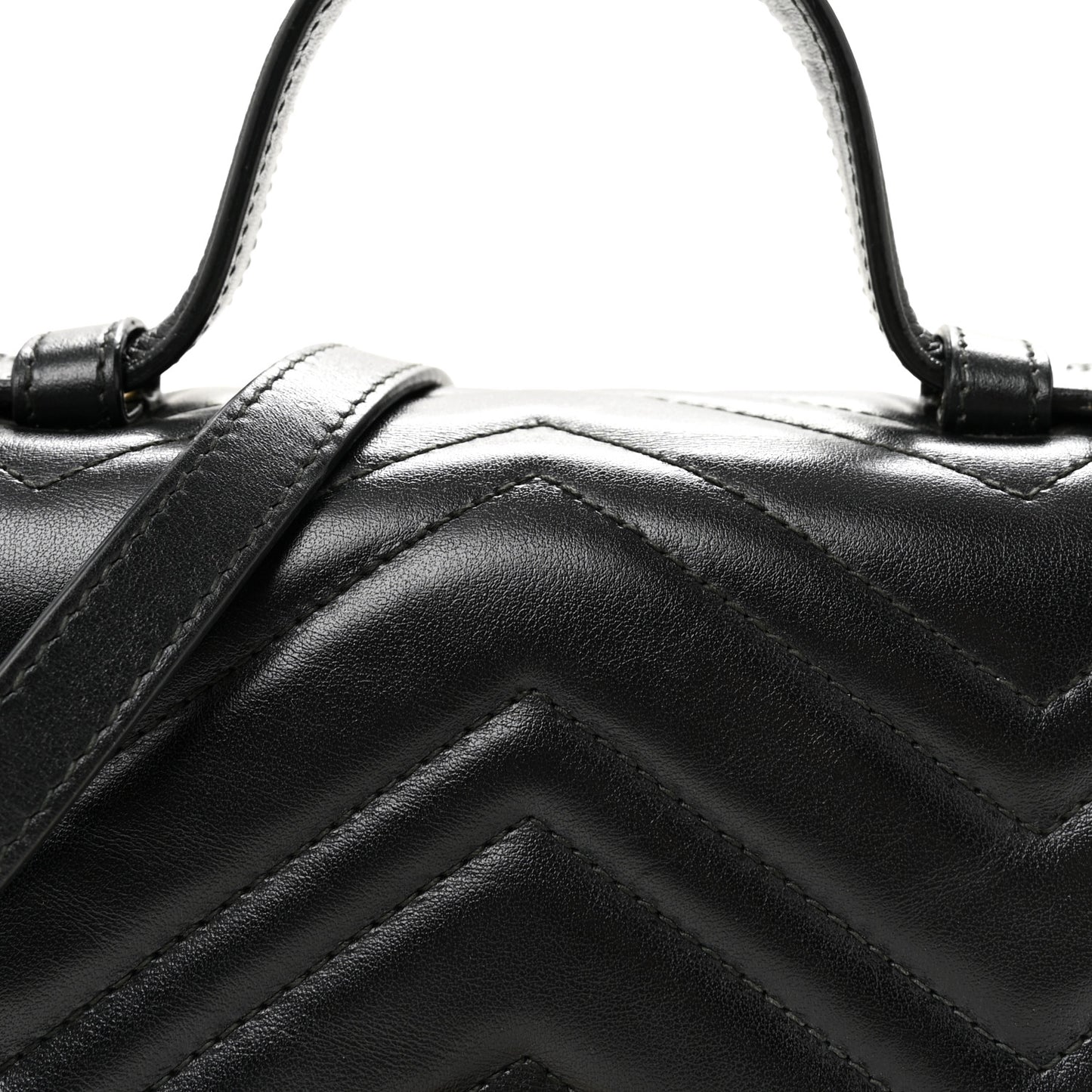 Calfskin Matelasse Small GG Marmont Top Handle Shoulder Bag Black