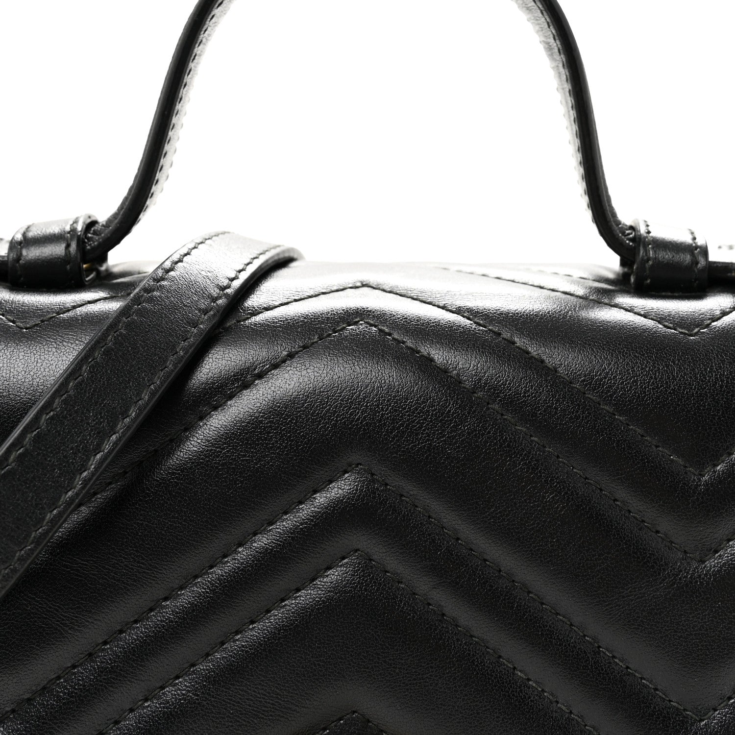 Gucci Calfskin Matelasse Small GG Marmont Top Handle Shoulder Bag Black 8 of 10