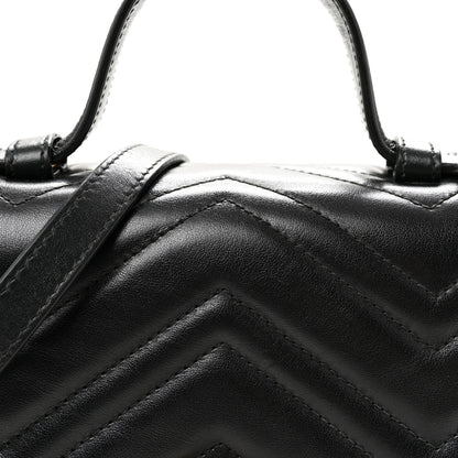 Gucci Calfskin Matelasse Small GG Marmont Top Handle Shoulder Bag Black 8 of 10