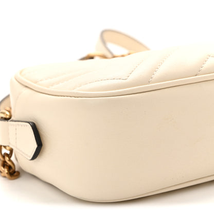 Gucci Calfskin Matelasse Mini GG Marmont Chain Shoulder Bag White 9 of 10