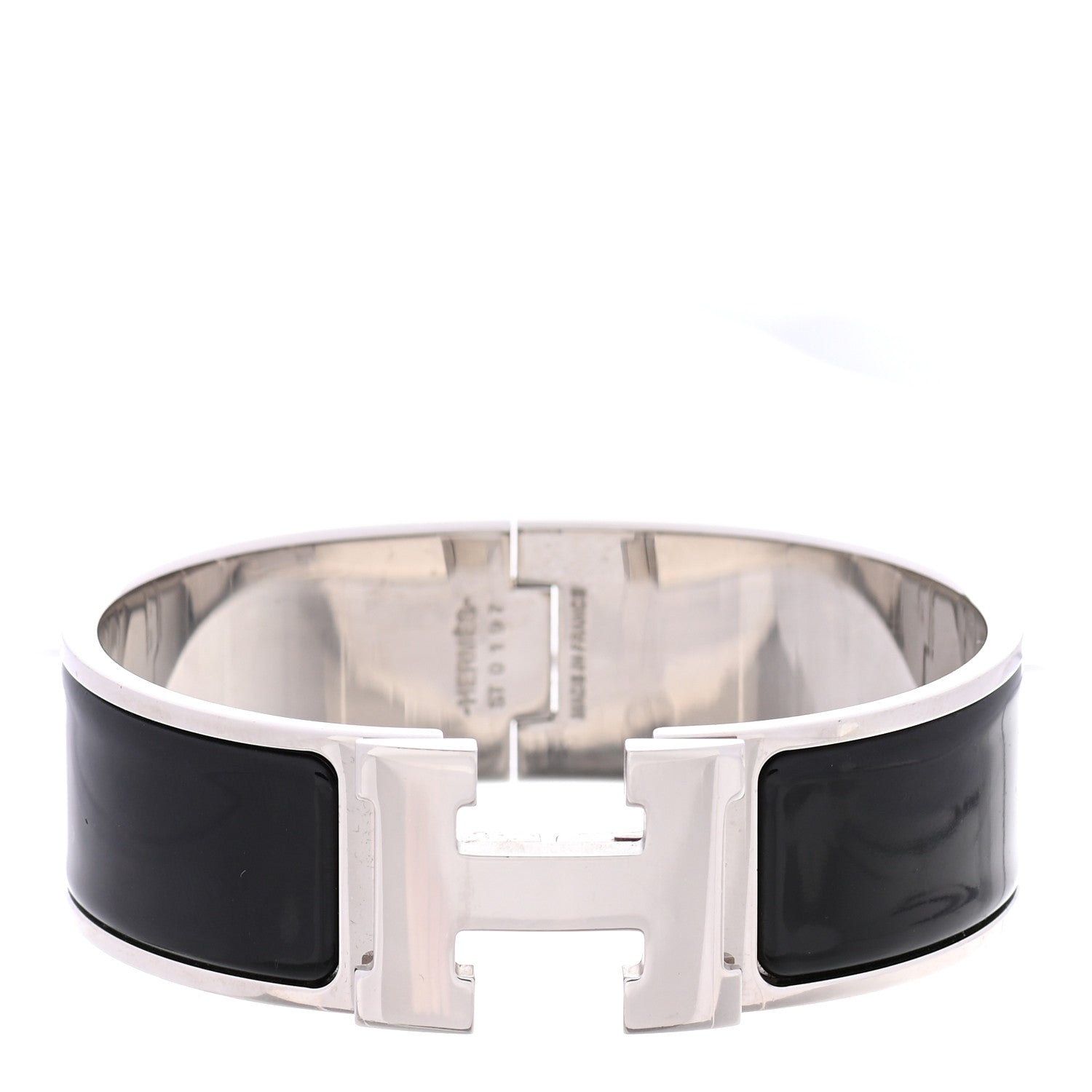 Hermes Enamel Wide Clic Clac H Bracelet GM Black 1 of 5
