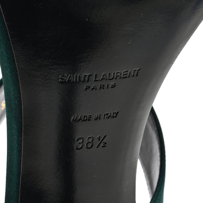 Saint Laurent Crepe Satin Martha Mule 110 Sandals 38.5 Dorian Green 6 of 8