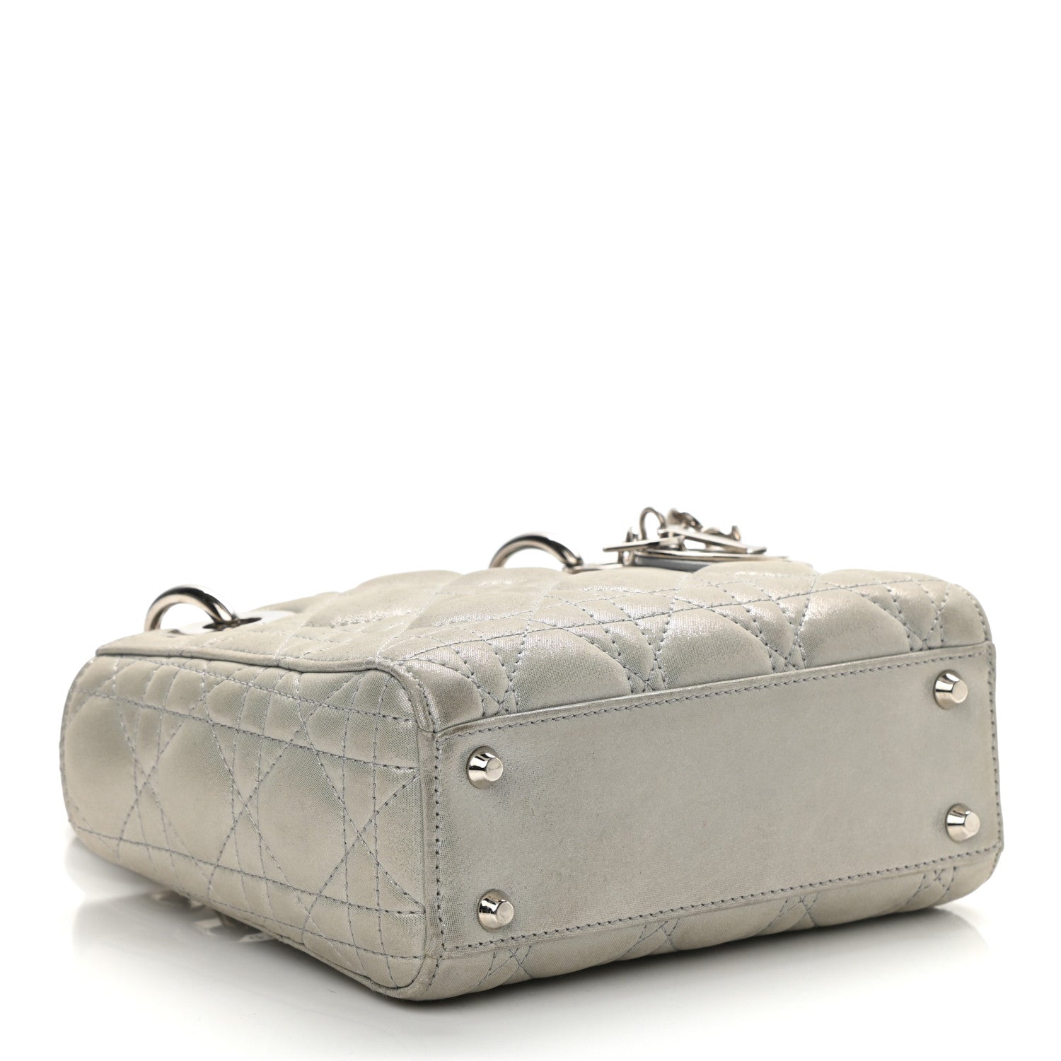 Christian Dior Metallic Nubuck Cannage Mini Lady Dior Silver 4 of 14