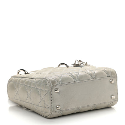 Christian Dior Metallic Nubuck Cannage Mini Lady Dior Silver 4 of 14