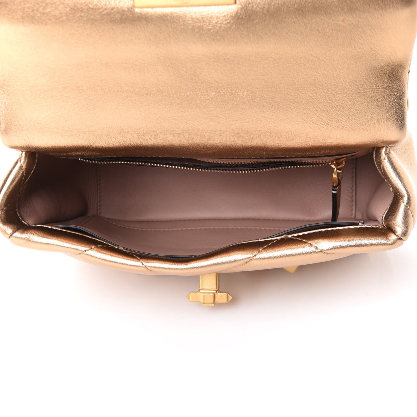Nappa Medium Roman Stud Shoulder Bag Antique Brass