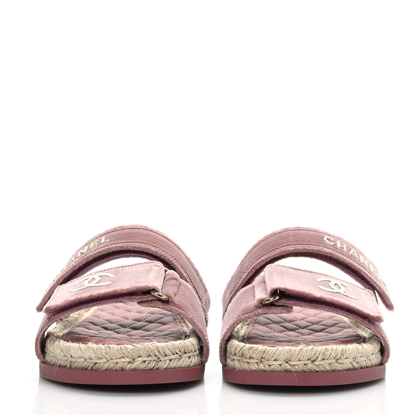 Velvet Elastic Flat Mules 38 Dark Pink