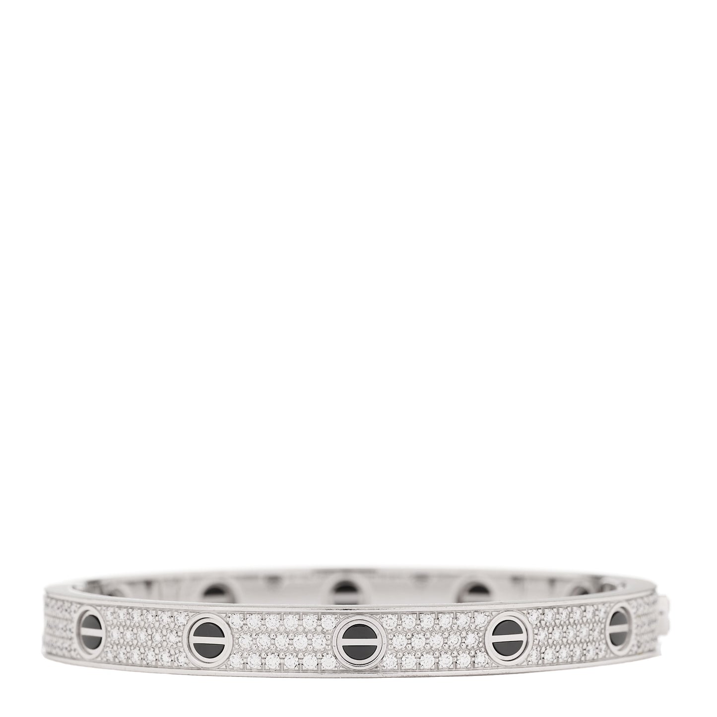 18K White Gold Diamond Ceramic LOVE Paved Bracelet 17