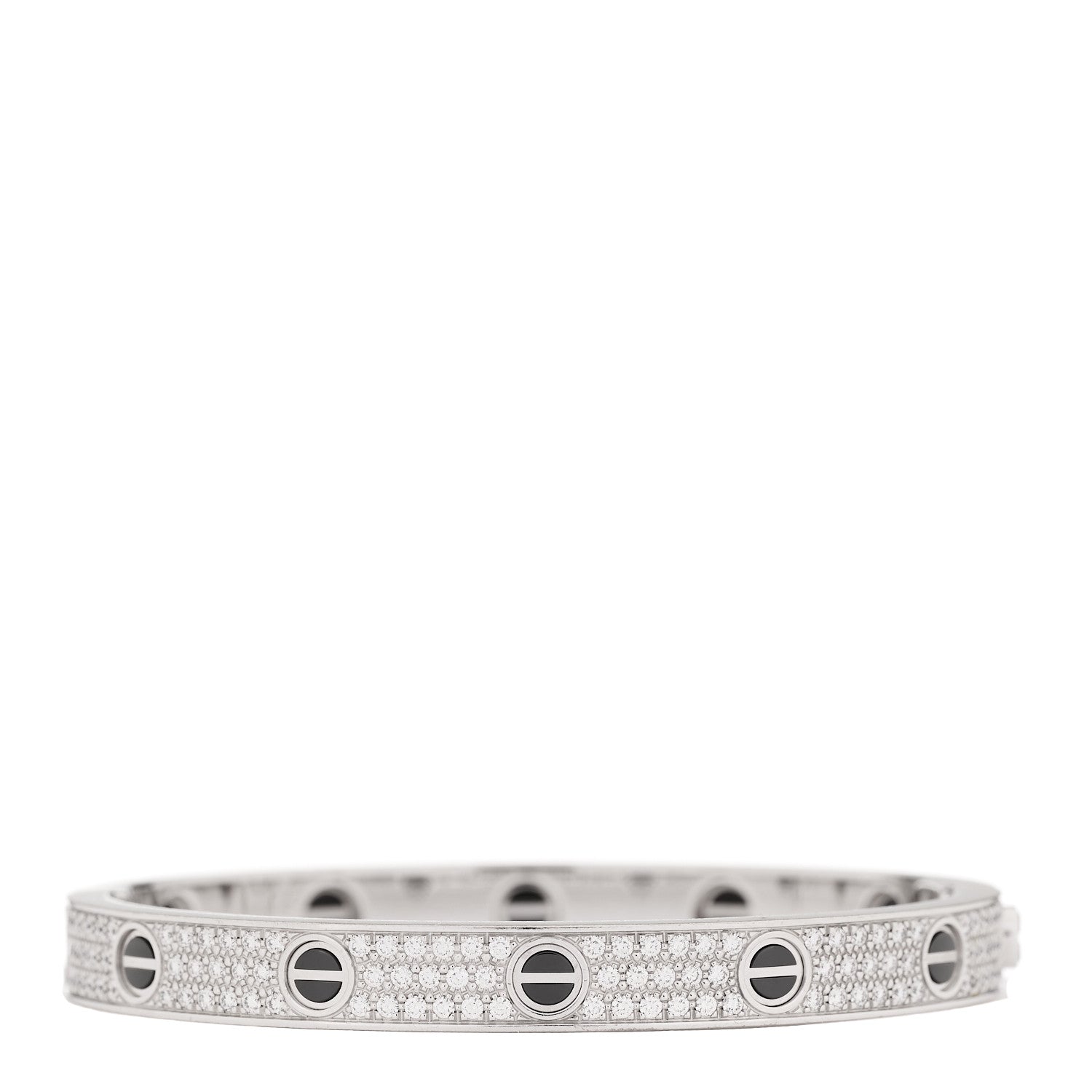 Cartier 18K White Gold Diamond Ceramic LOVE Paved Bracelet 17 3 of 9