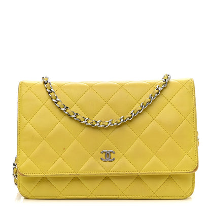 Chanel Lambskin Quilted Wallet on Chain WOC Yellow 1 of 16