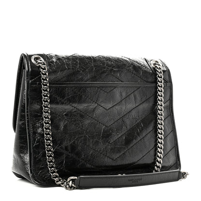 Saint Laurent Crinkled Calfskin Matelasse Monogram Medium Niki Chain Satchel Black 3 of 10