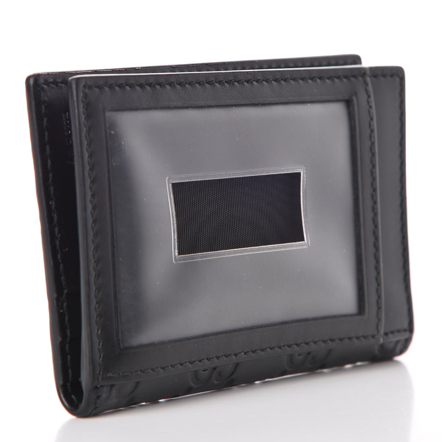 Guccissima Bow Train Pass Case Black