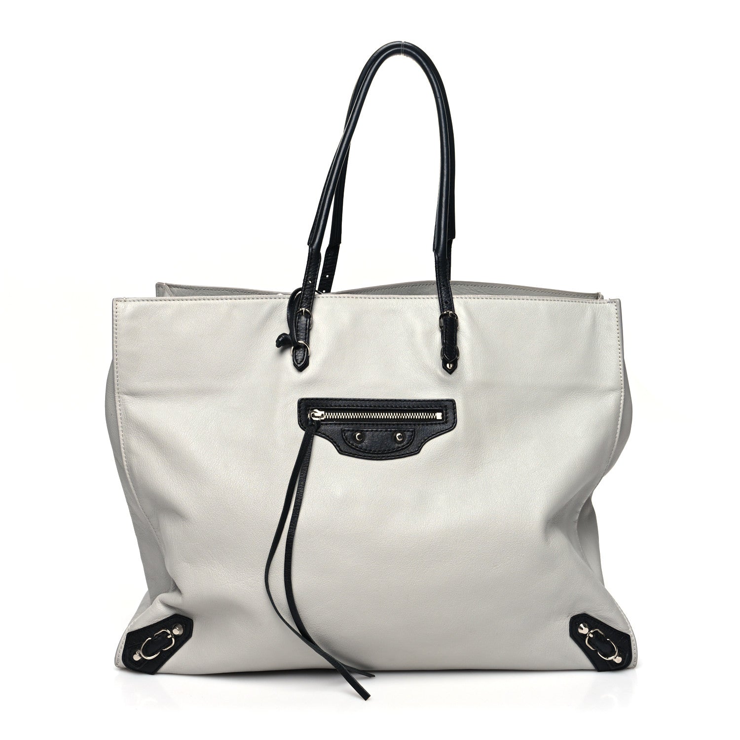 Balenciaga Supple Calfskin Bi-Color Papier A4 Tote White Black 3 of 16