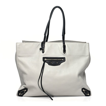 Balenciaga Supple Calfskin Bi-Color Papier A4 Tote White Black 3 of 16