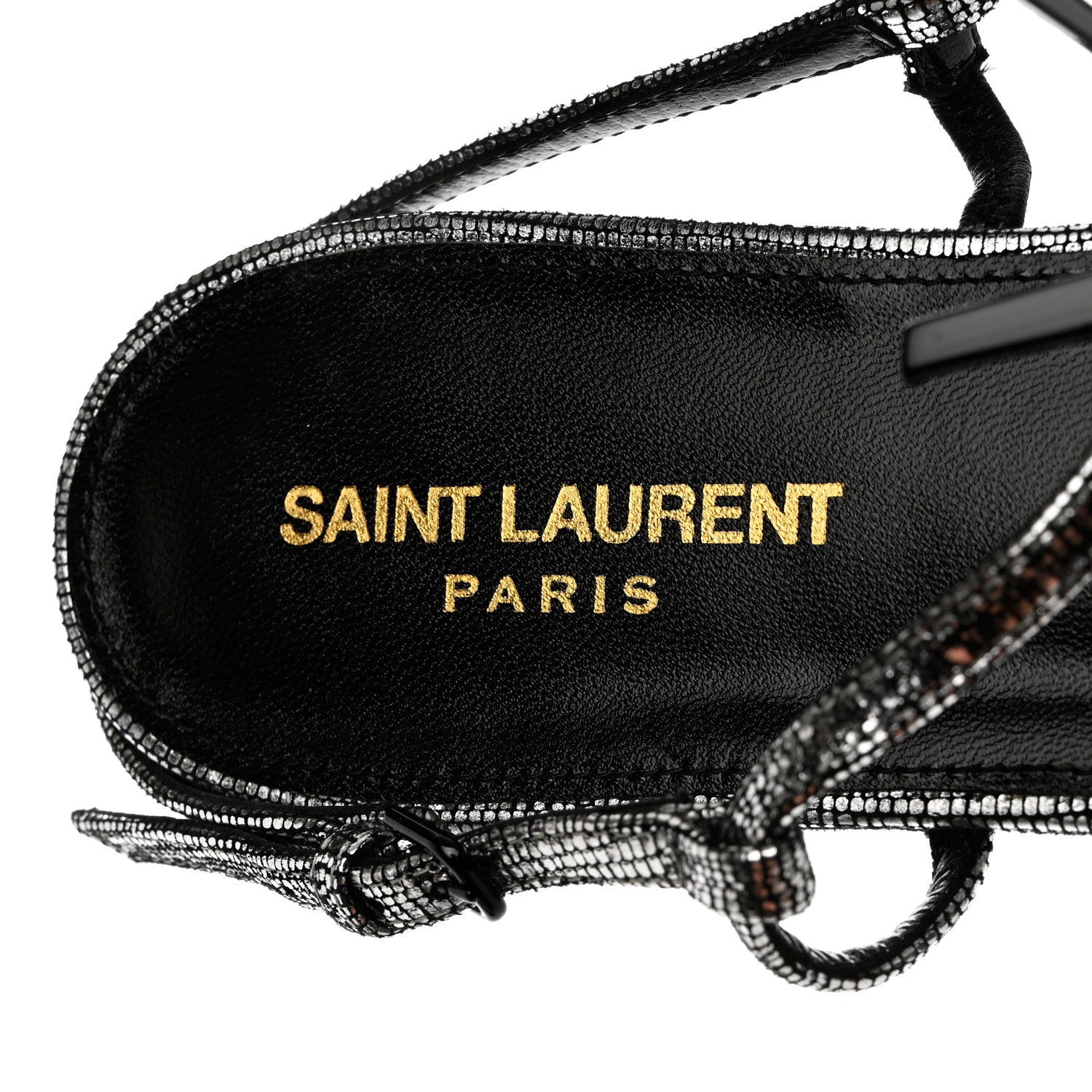 Saint Laurent Calfskin Cassandra Monogram Sandals 42 Argento 6 of 8