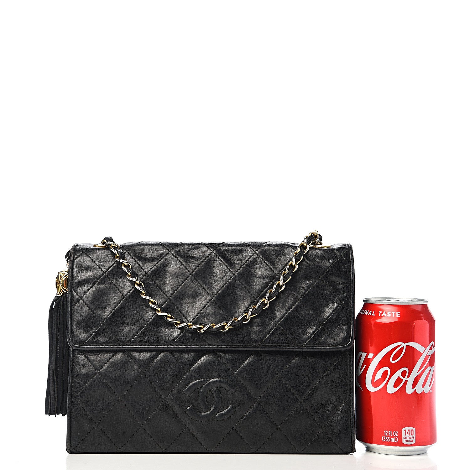 Chanel Lambskin Quilted CC Tassel Shoulder Flap Black 15 of 15