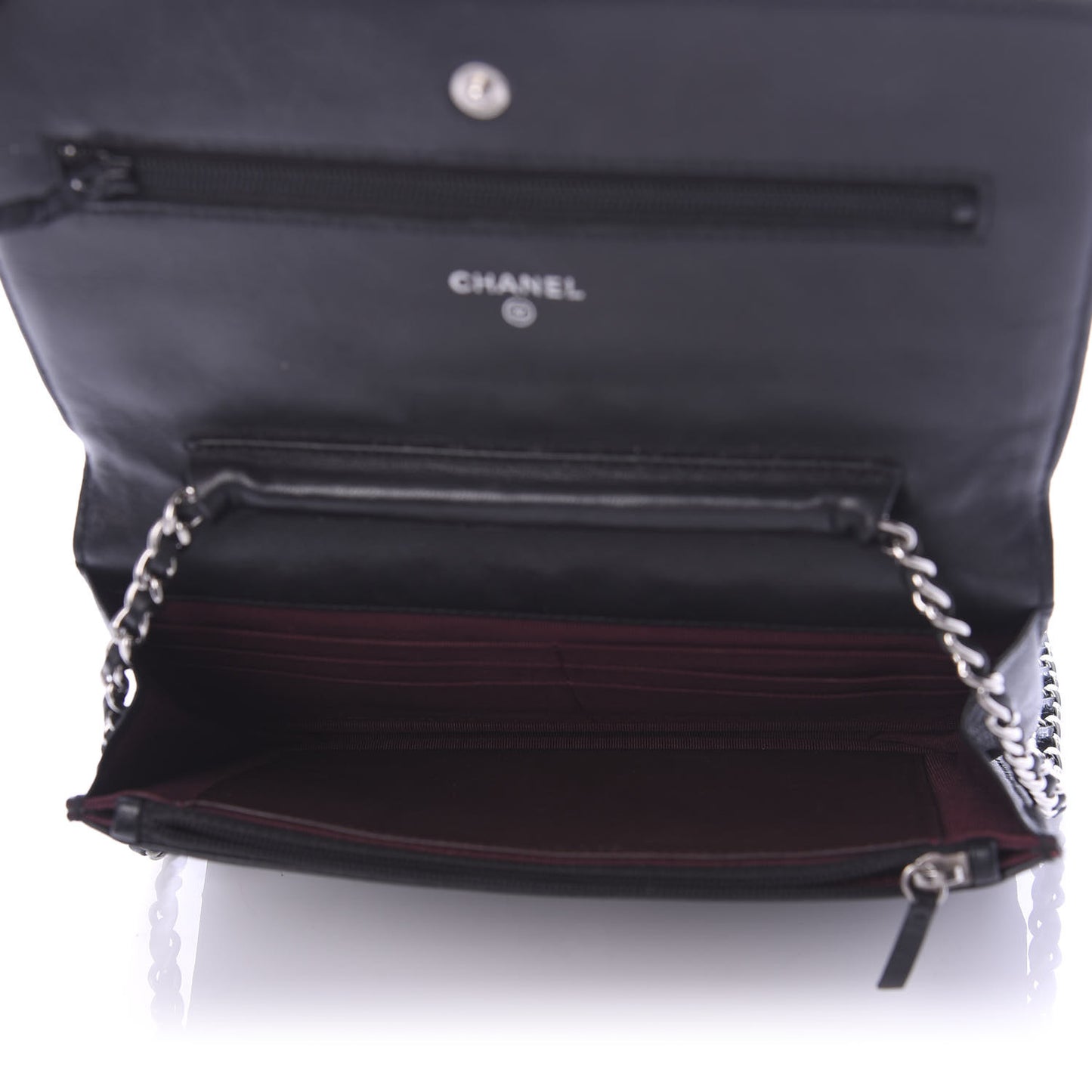 Lambskin Quilted Wallet On Chain WOC Black