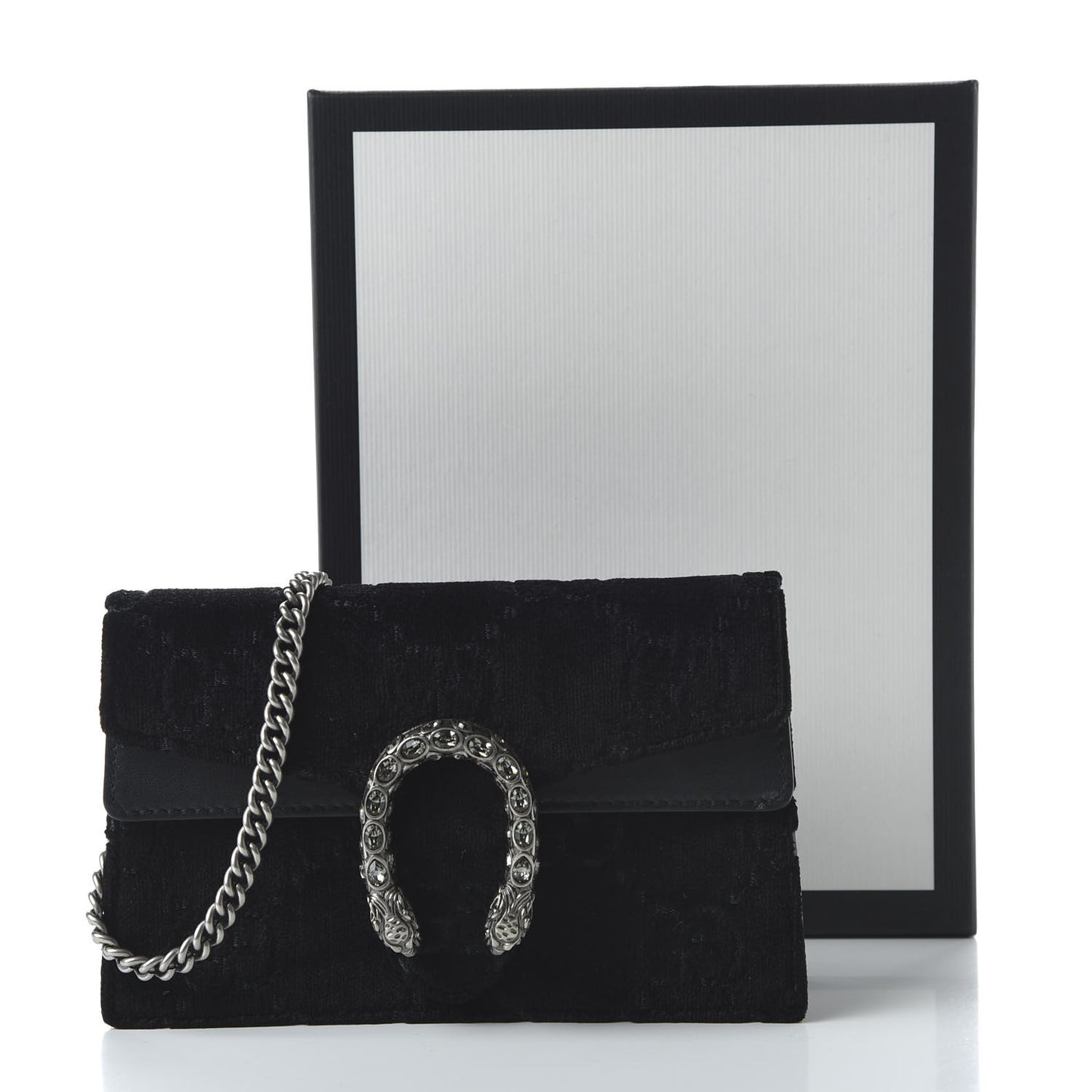 Velvet GG Monogram Super Mini Dionysus Shoulder Bag Black