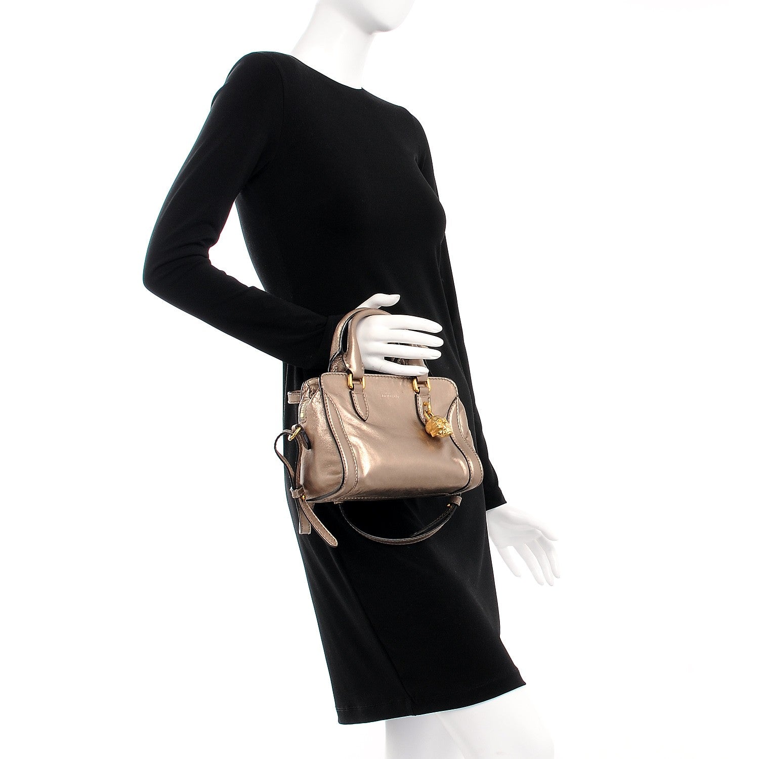 Alexander McQueen Metallic Calfskin Mini Padlock Tote Skin 3 of 9