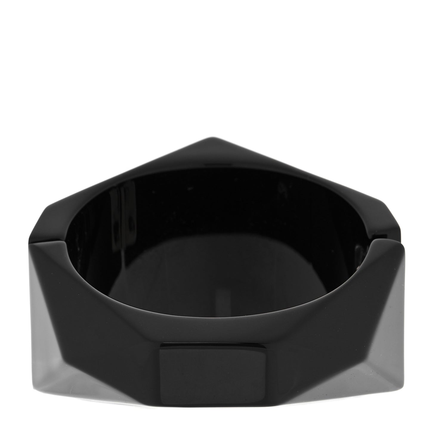 Resin Crystal CC Cuff Bracelet Black Silver