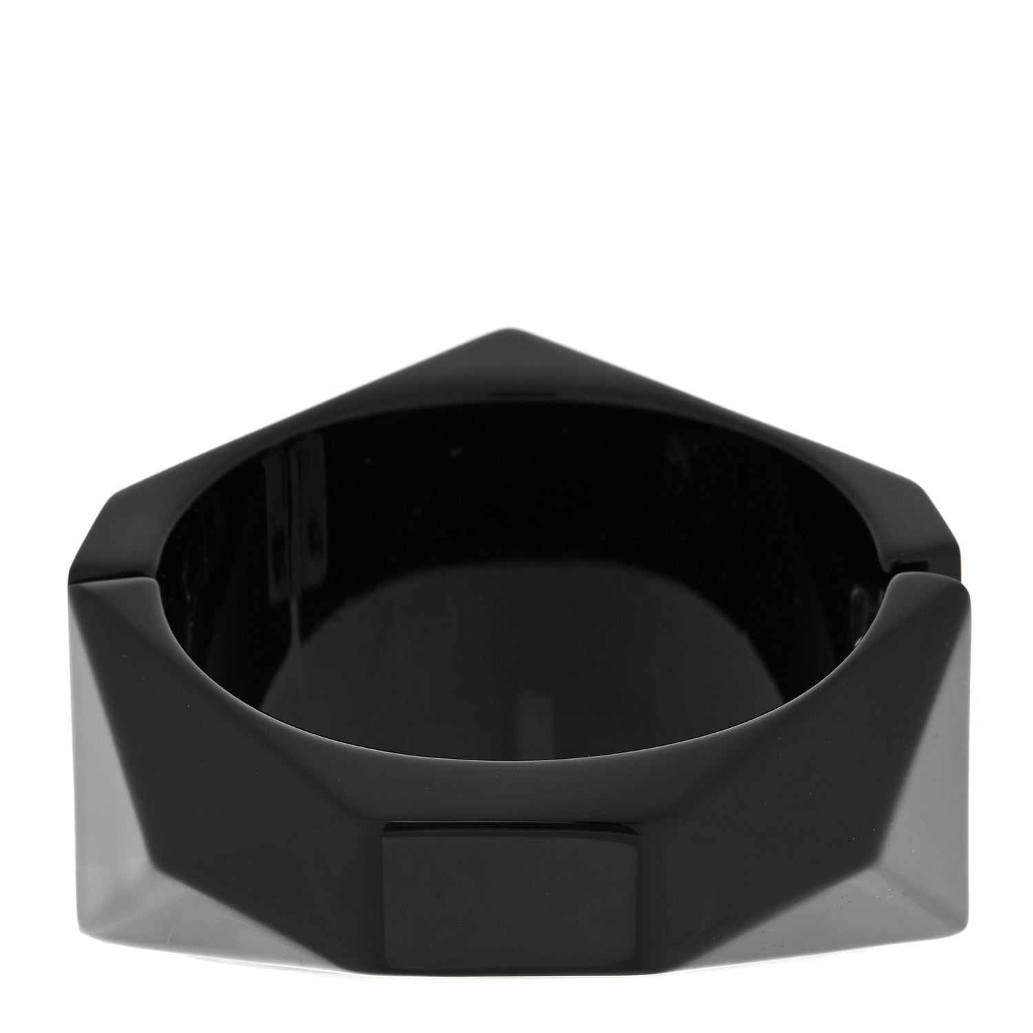 Chanel Resin Crystal CC Cuff Bracelet Black Silver 3 of 6