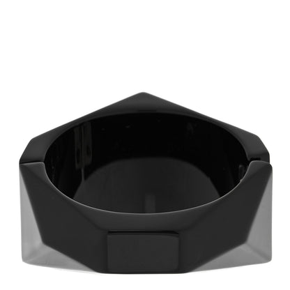 Chanel Resin Crystal CC Cuff Bracelet Black Silver 3 of 6