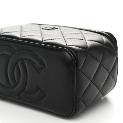 Chanel Lambskin Quilted Small Top Handle Vanity Case With Chain So Black 10 of 11
