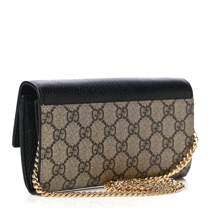 Gucci Dollar Calfskin GG Supreme Monogram Petite GG Marmont Wallet Chain Bag Black Beige Ebony 3 of 9