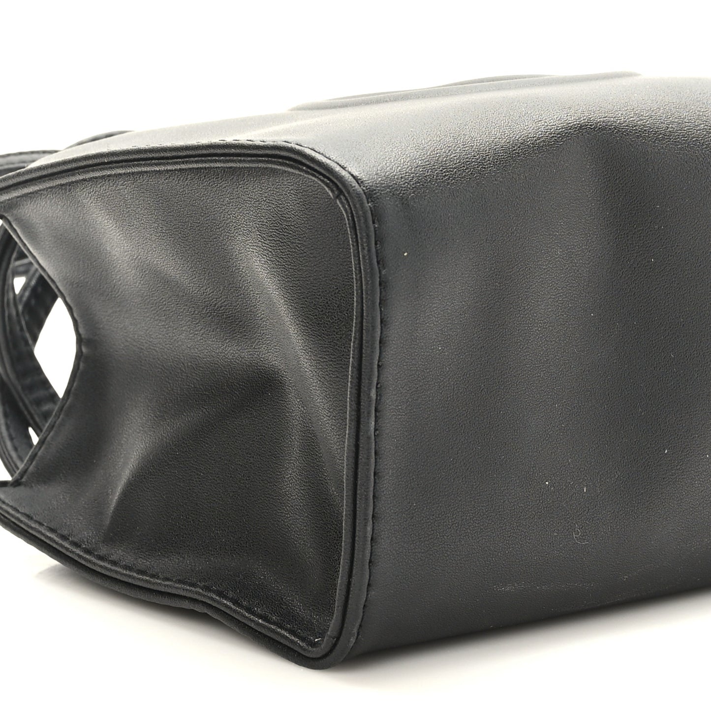 Vegan Leather Small Shopping Bag Black