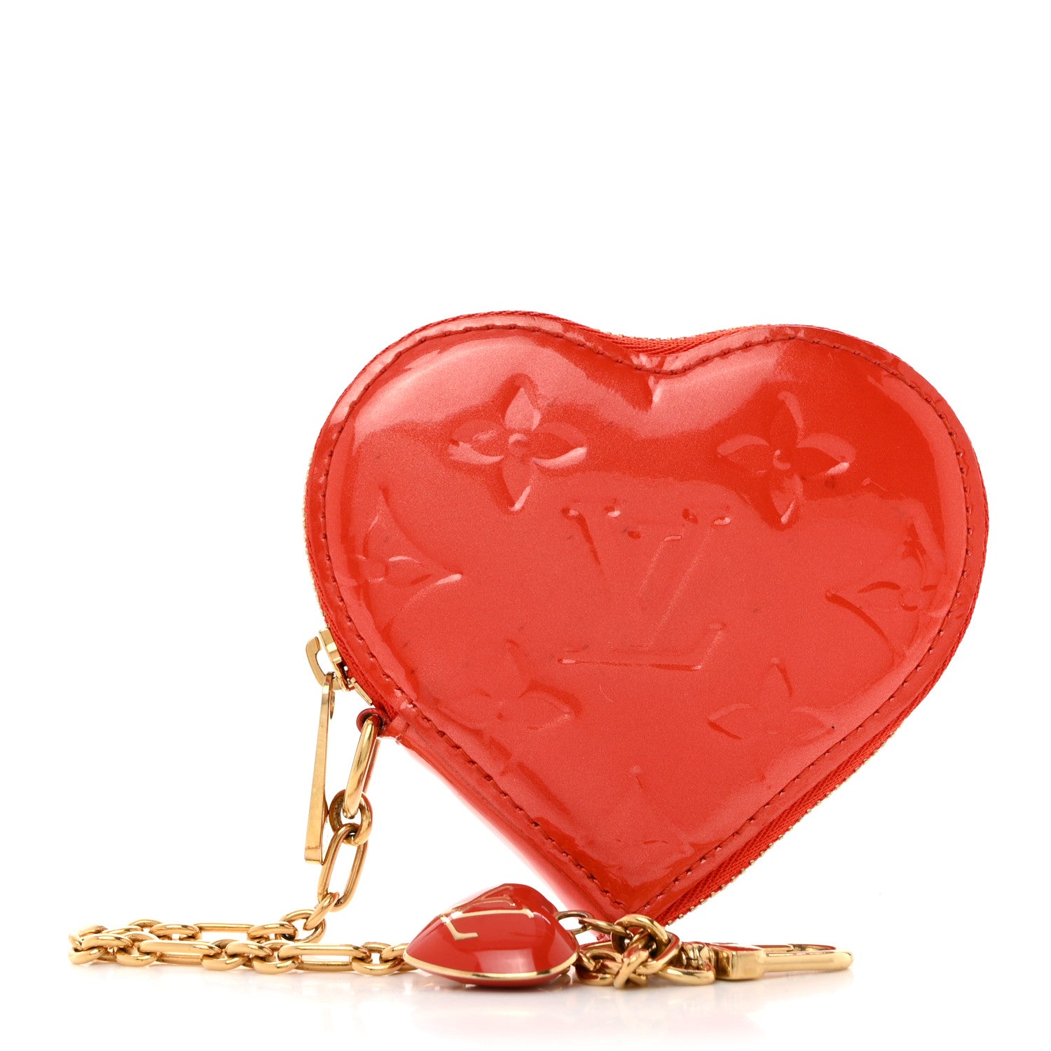 Louis Vuitton Vernis Heart Coin Purse Orange Sunset 1 of 7