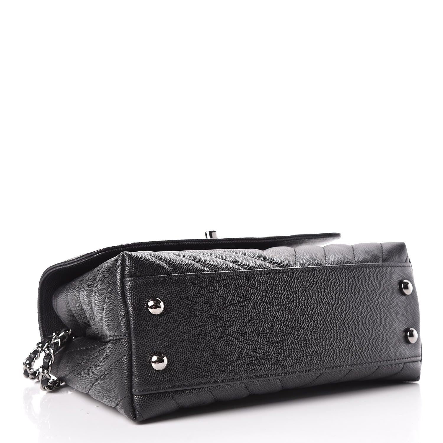 Chanel Caviar Chevron Quilted Mini Coco Handle Flap Black 4 of 11