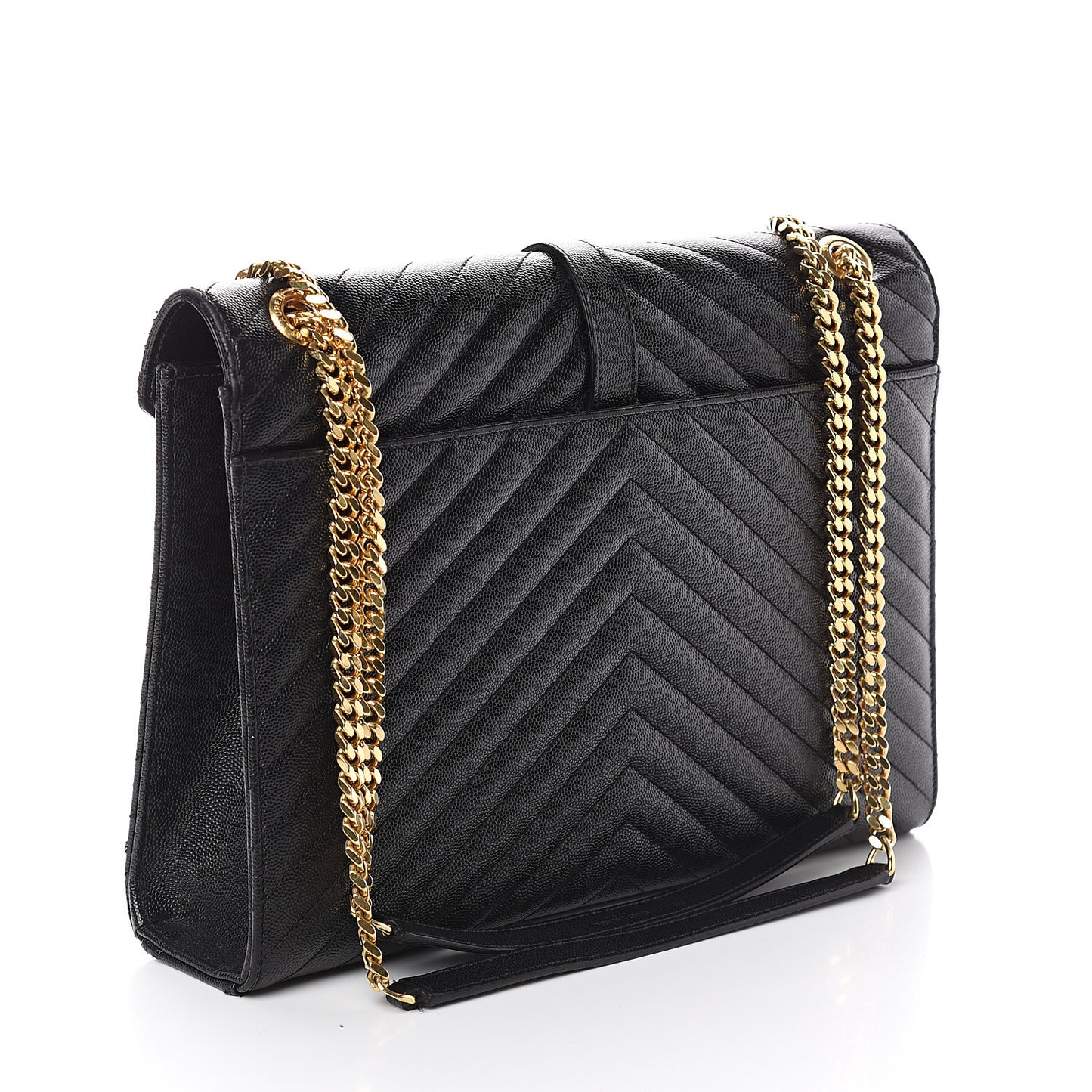 Grain De Poudre Matelasse Chevron Large Monogram Satchel Black