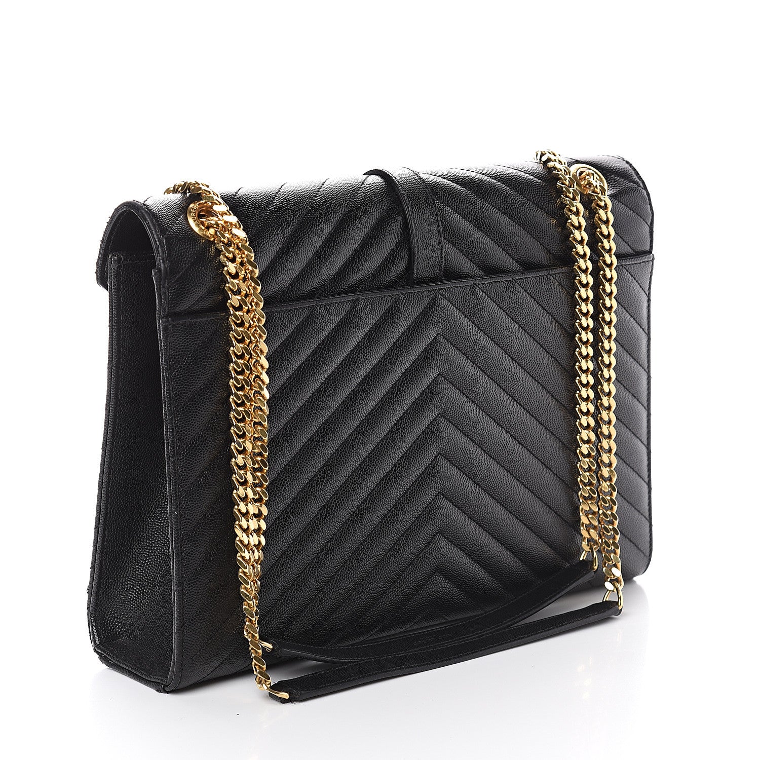 Saint Laurent Grain De Poudre Matelasse Chevron Large Monogram Satchel Black 2 of 8