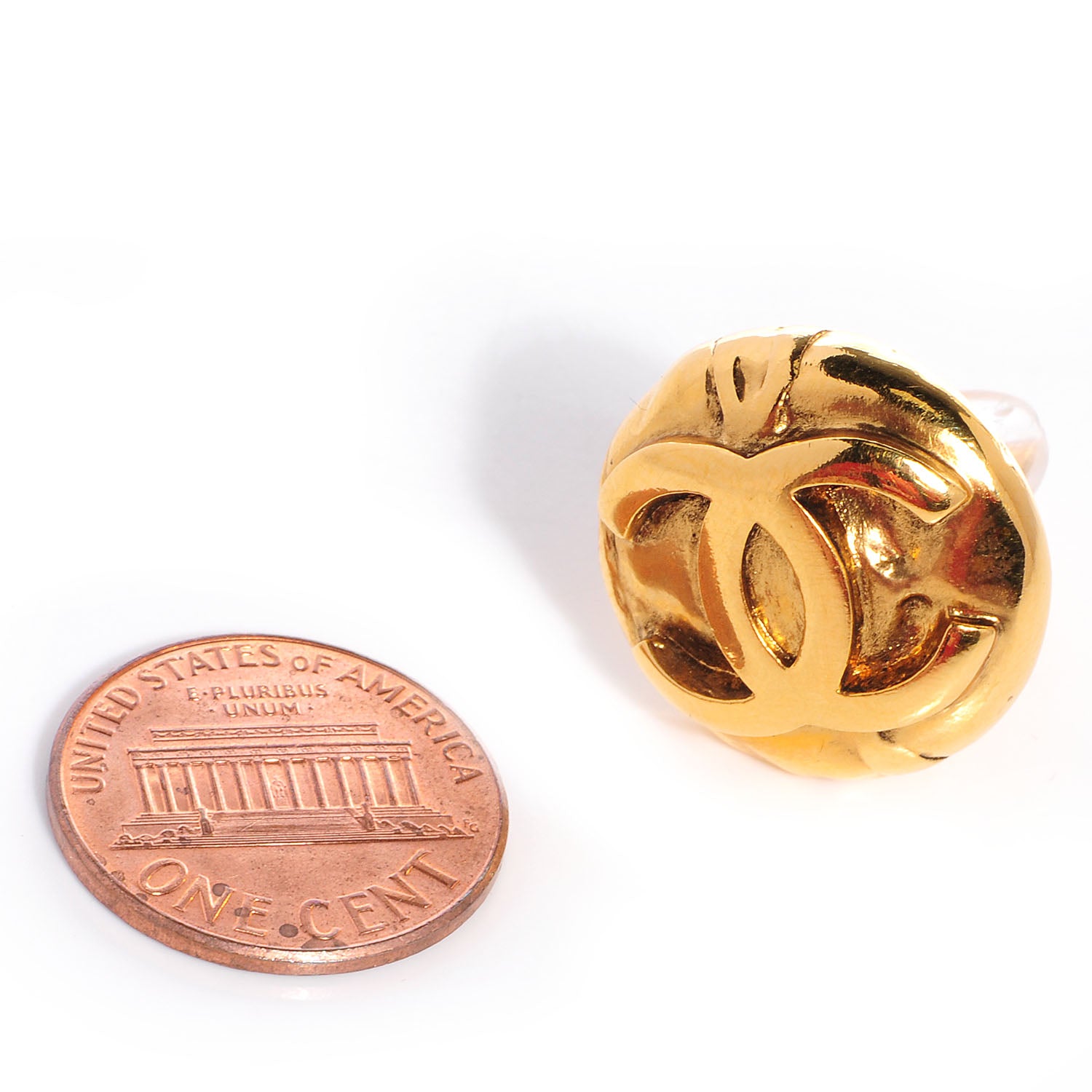 Chanel CC Clip On Earrings Gold 2 of 5