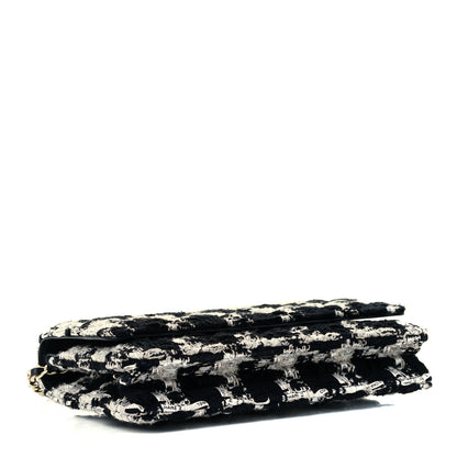 Chanel Tweed Quilted Wallet On Chain WOC Black Ecru White 4 of 11