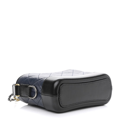 Chanel Aged Calfskin Quilted Small Gabrielle Hobo Navy Black 4 of 10