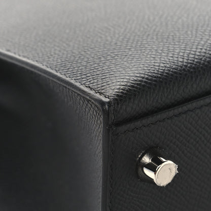 Hermes Epsom Tri-Color Kelly Sellier 25  Black Ardoise Bleu Zanzibar 11 of 13