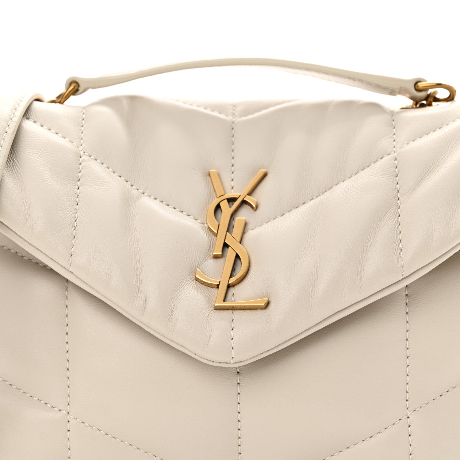 Saint Laurent Lambskin Quilted Toy Loulou Puffer Monogram Chain Satchel Crema Soft 8 of 11