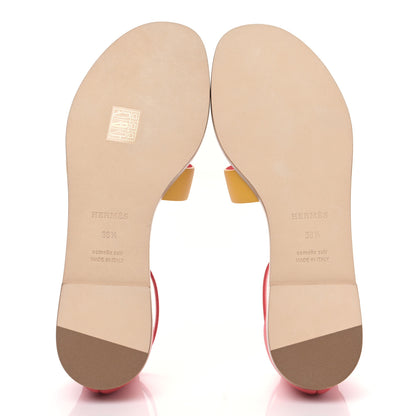 Hermes Calfskin Santorini Sandals 38.5 Jaune Sable Rose 5 of 9