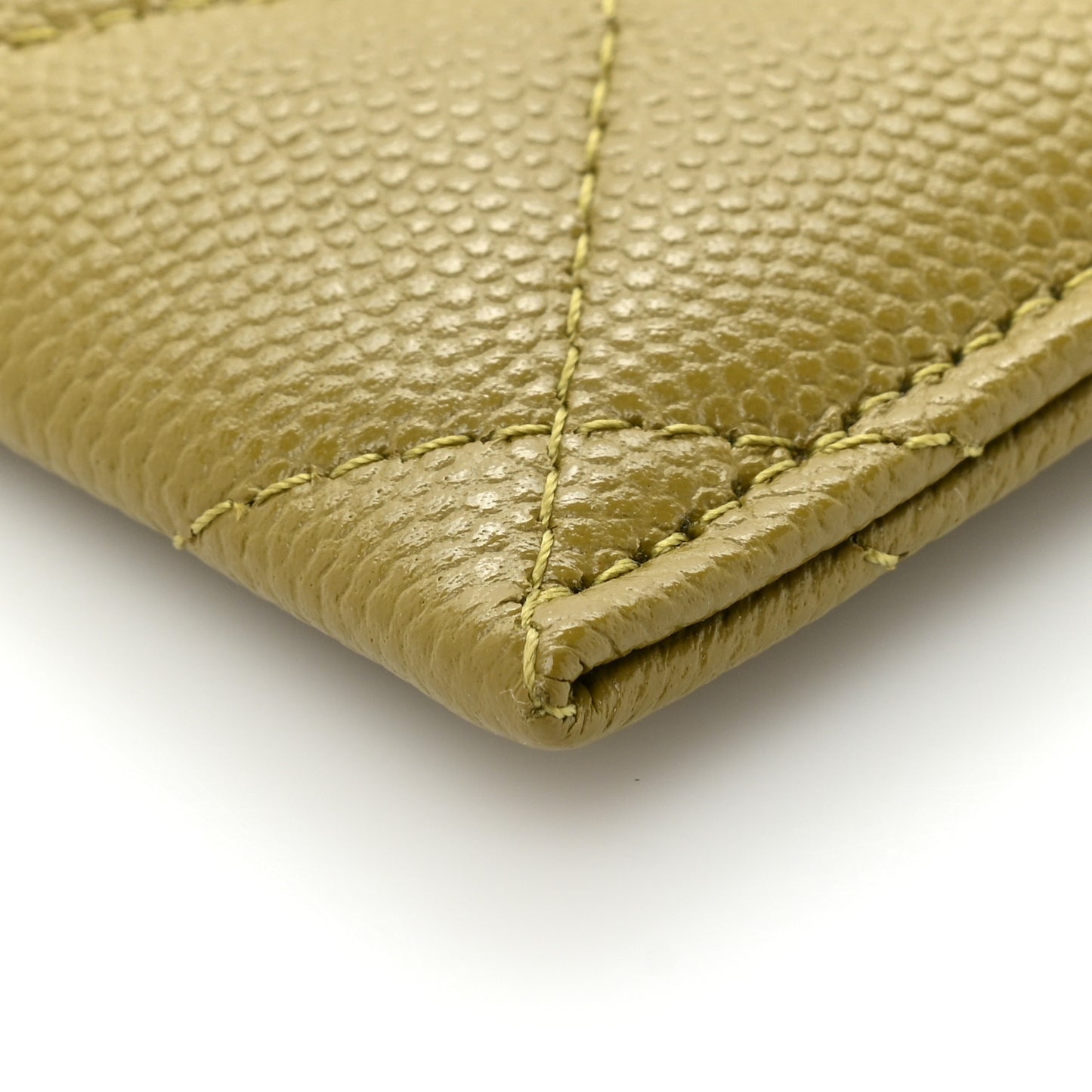 Caviar Quilted Crystal Card Holder Green