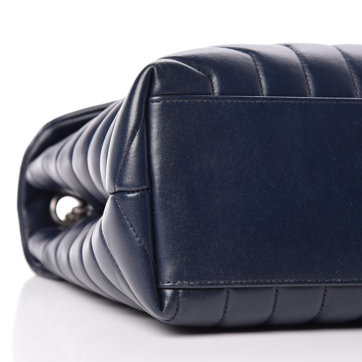 Calfskin Y Quilted Monogram Medium Loulou Chain Satchel Denim Blue