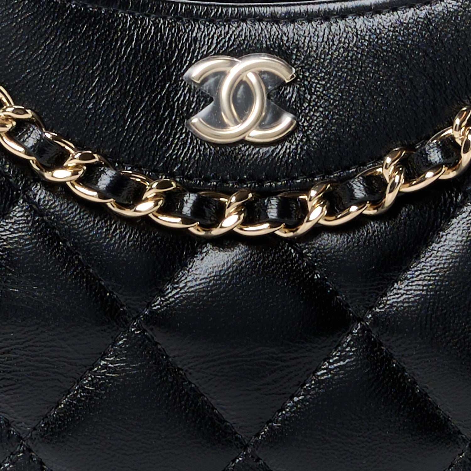 Chanel Shiny Crumpled Calfskin Quilted Nano 31 Shopping Bag Black 8 of 11