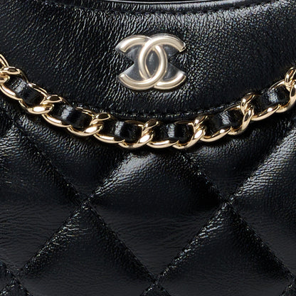 Chanel Shiny Crumpled Calfskin Quilted Nano 31 Shopping Bag Black 8 of 11