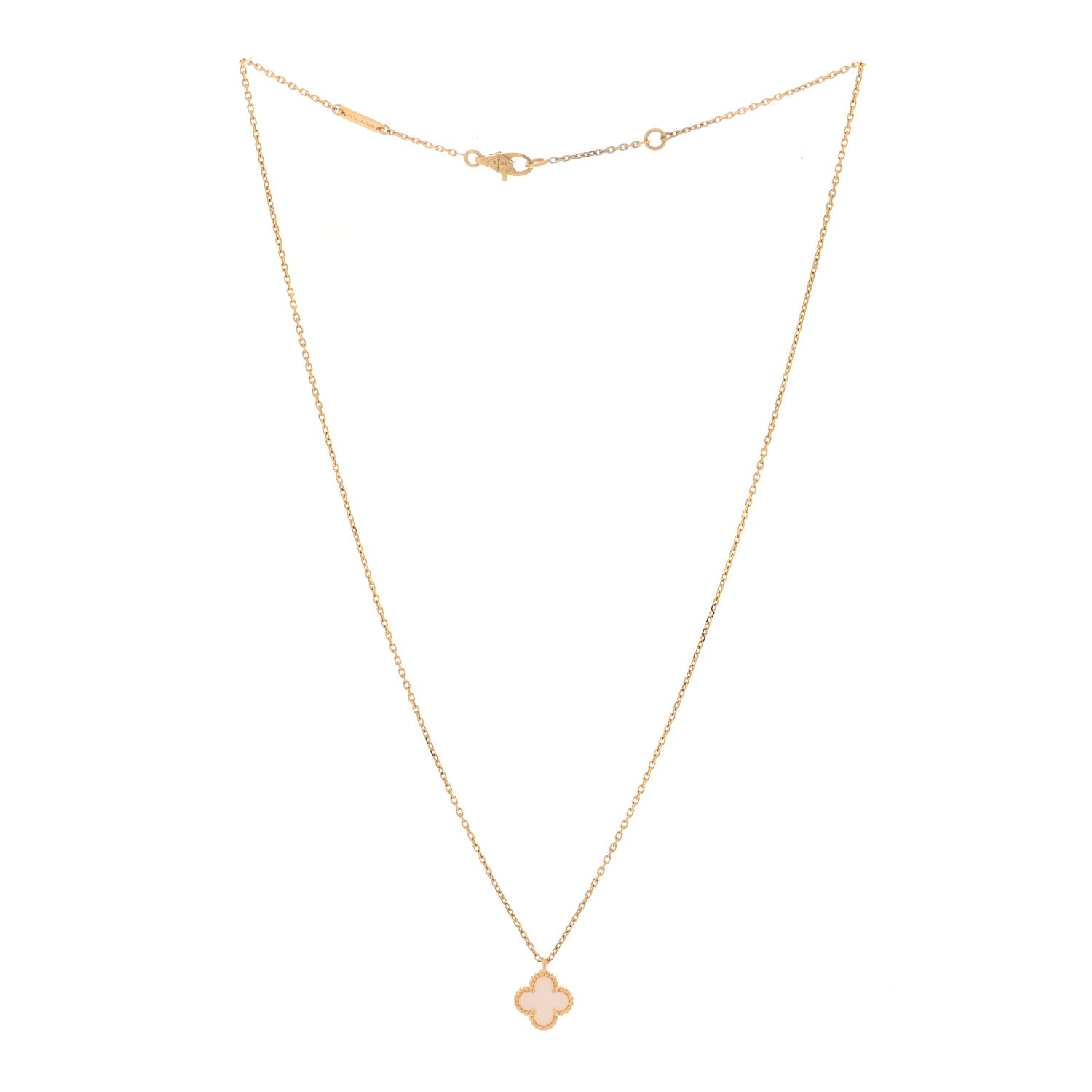 Van Cleef & Arpels 18K Yellow Gold Mother of Pearl Sweet Alhambra Pendant Necklace 3 of 6