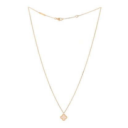 Van Cleef & Arpels 18K Yellow Gold Mother of Pearl Sweet Alhambra Pendant Necklace 3 of 6