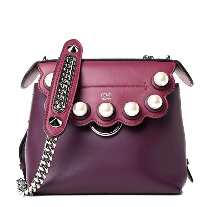 Fendi Vitello Century Pearl Bi-Color Scalloped Mini Back to School Backpack Amarone Black Cherry 1 of 8