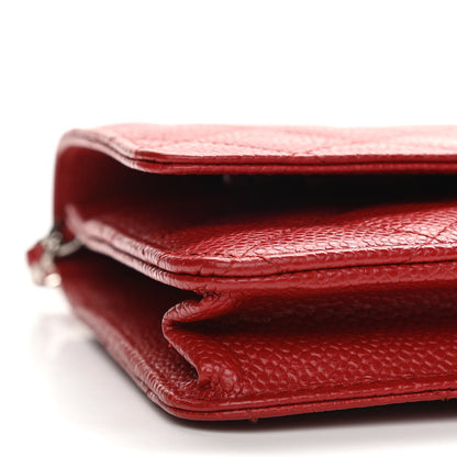 Chanel Caviar Quilted Wallet On Chain WOC Red 10 of 12